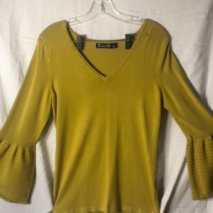 Yellow bell sleeve top